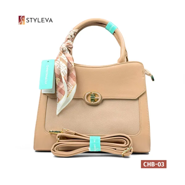 Fashionable Women's Handbag with Floral Print Scarf
