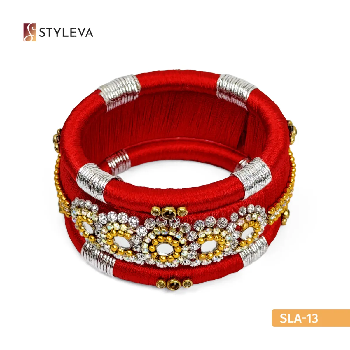 Red Cord Bracelet with Silver Accents - Image 4