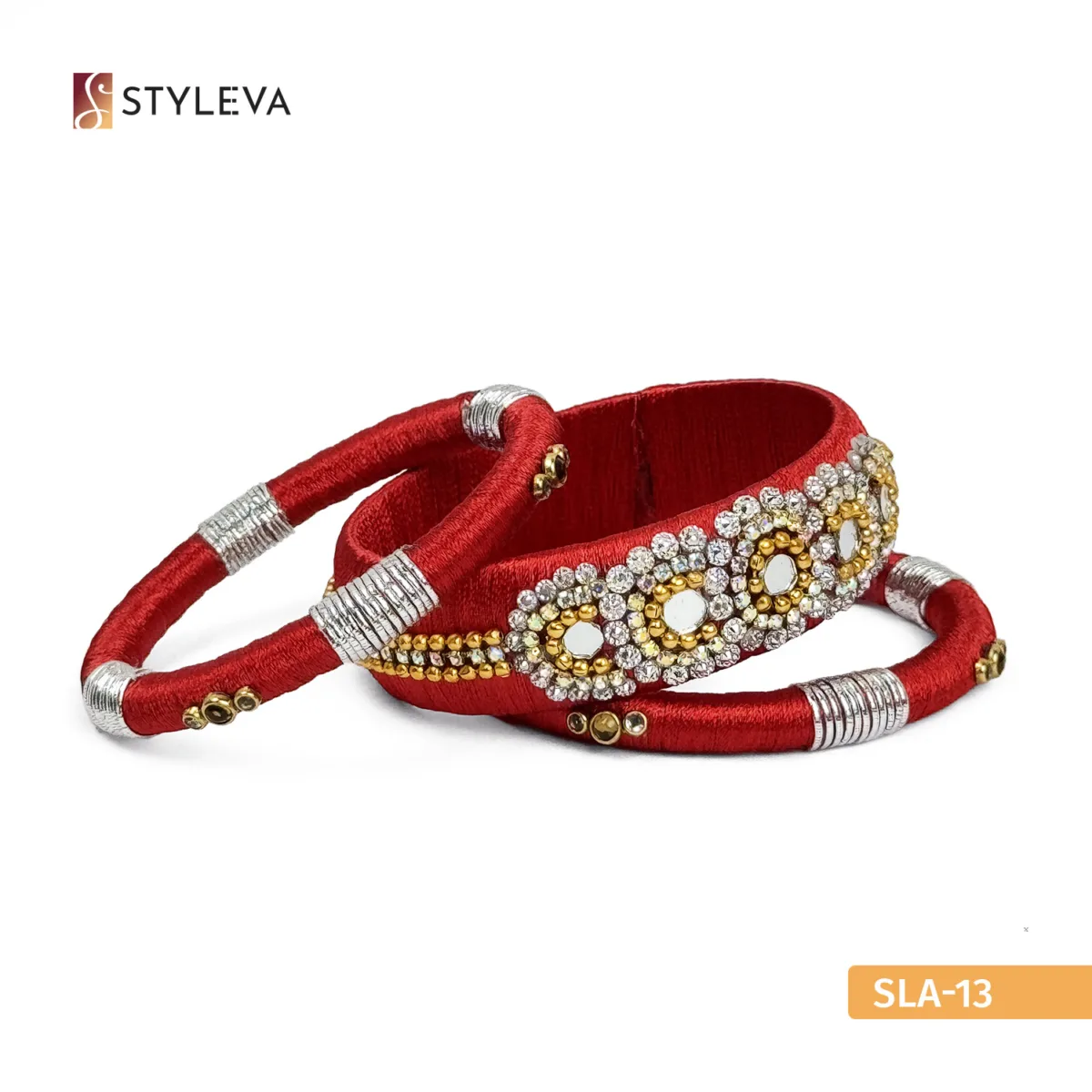 Red Cord Bracelet with Silver Accents - Image 3