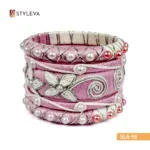 Pink and White Beaded Bangle