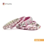 Pink and White Beaded Bangle - Image 4