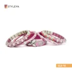 Pink and White Beaded Bangle - Image 3