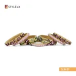 Beige and Pink Embroidered Bangle - Image 2