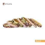 Beige and Pink Embroidered Bangle - Image 3