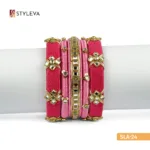 (SLA-24)_Pink and Gold Mirror Bangles - Image 4