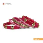 (SLA-24)_Pink and Gold Mirror Bangles - Image 3
