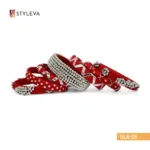 (SLA-25)_Red and Silver Beaded Bangles - Image 2