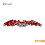 (SLA-25)_Red and Silver Beaded Bangles - Image 3