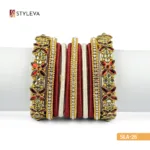 Red, Gold, and White Rhinestone Bangle - Image 4