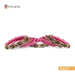 Pink and Gold Bangle Set with Rhinestones - Image 4